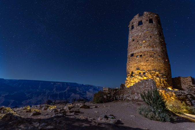 Desert Watchtower at Night